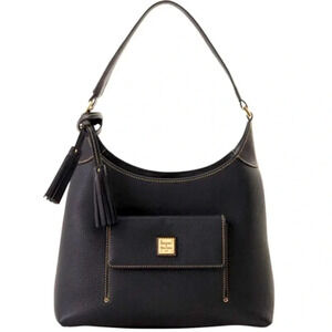 Dooney & Bourke Pebble Leather Hobo Bag Black New